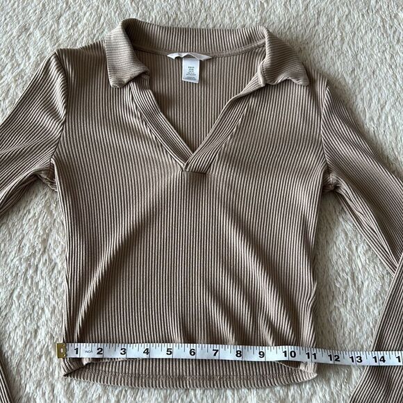 H&M long sleeve crop top tan size xs - Picture 9 of 16